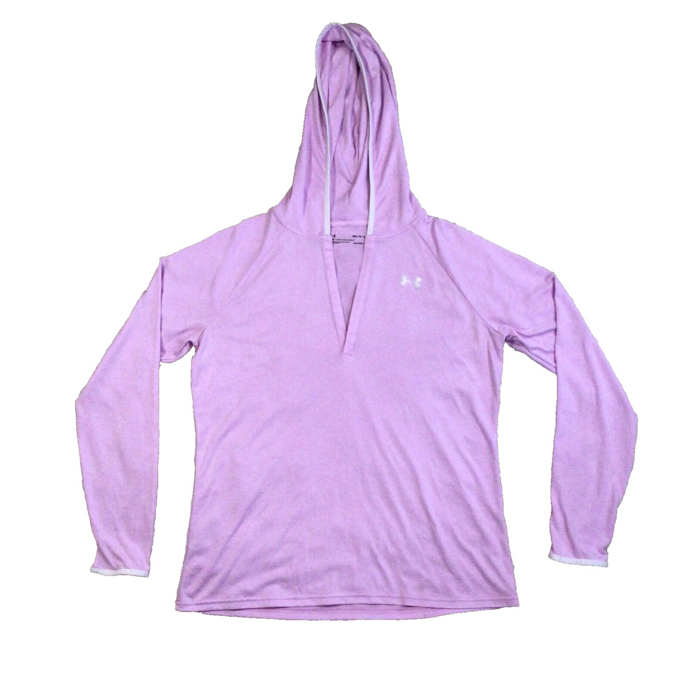 Under Armour Shirt Women Med Purple Pink Hoodie Lightweight Pull Over EUC Loose